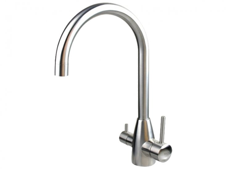 3 Three Way Mixer Tap Hot Cold & Pure 304 Stainless Steel Round - Click Image to Close