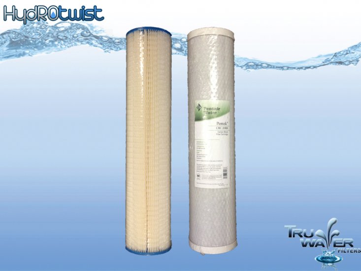 Twin Wholehouse Replacement Water Filter Set Pleated + CBC - Click Image to Close