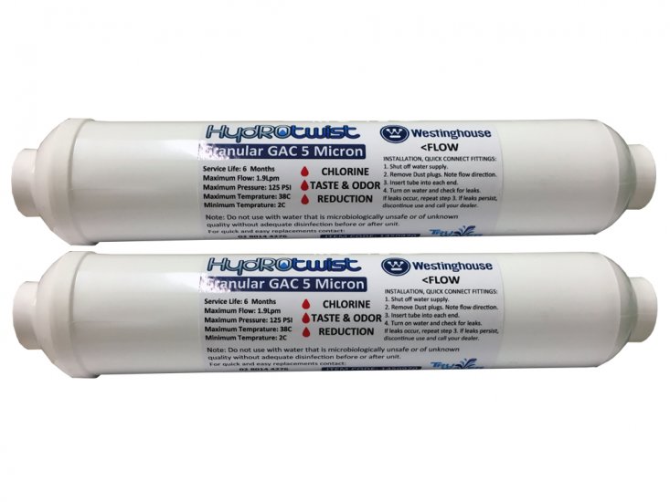 2 x Westinghouse 1450970 Premium In Line Fridge Water Filter USA - Click Image to Close
