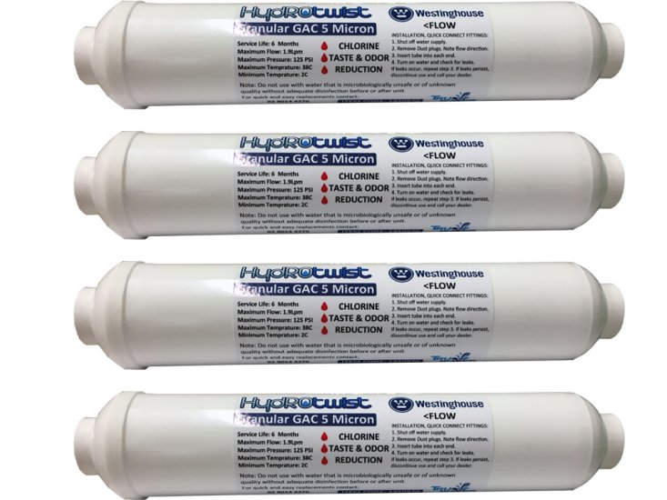 4 x Westinghouse 1450970 Premium In Line Fridge Water Filter USA - Click Image to Close
