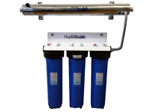 UV Quad Whole House Water Filter System CTO 45LPM Big Blue 20" - Click Image to Close