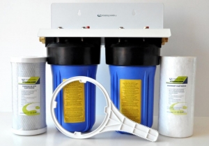 Twin Whole House Water Filter System 10" Big Blue Premium CTO - Click Image to Close