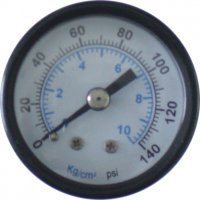 Pressure Gauge Black 1/4" Male Rear Entry 40mm - Click Image to Close